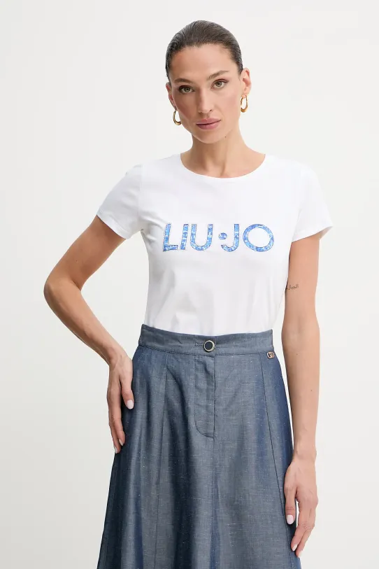 Liu Jo t-shirt z elastanem biały VA5154.JS003