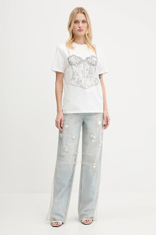 Miss Sixty tricou din amestec de mătase 6S2SJ16200 alb SS25