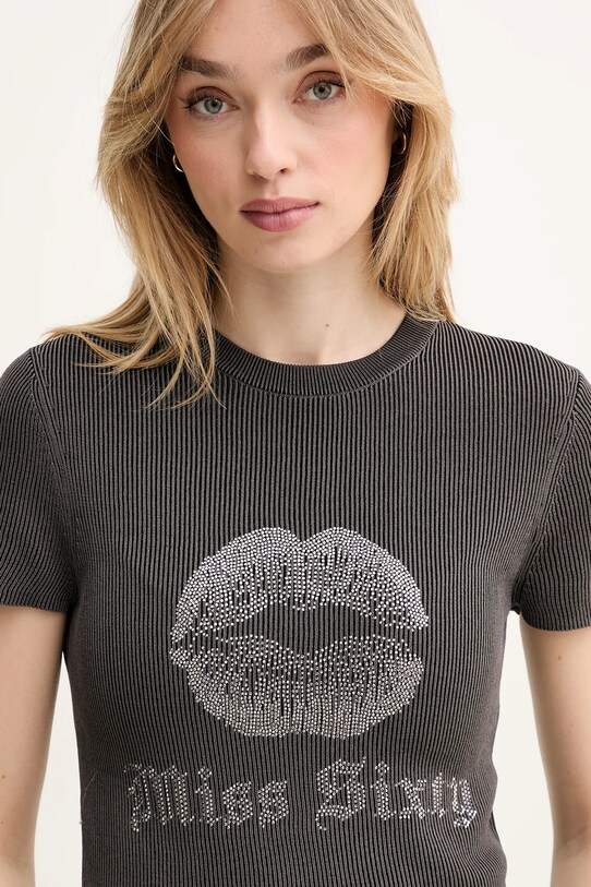 Miss Sixty tricou din amestec de mătase gri 6S1RJ23100