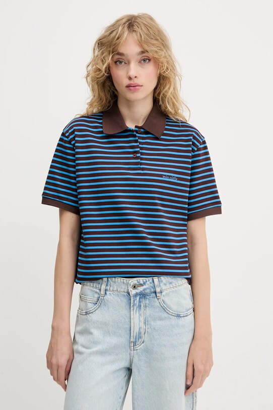 Miss Sixty polo bawełniane wzorzyste niebieski 6S2SJ0590J