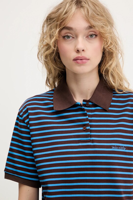 Miss Sixty polo bawełniane niebieski 6S2SJ0590J