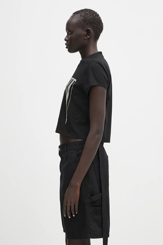 Бавовняна футболка Rick Owens DRKSHDW Cropped Small Level T DS01E3207.RNEP2 чорний SS25