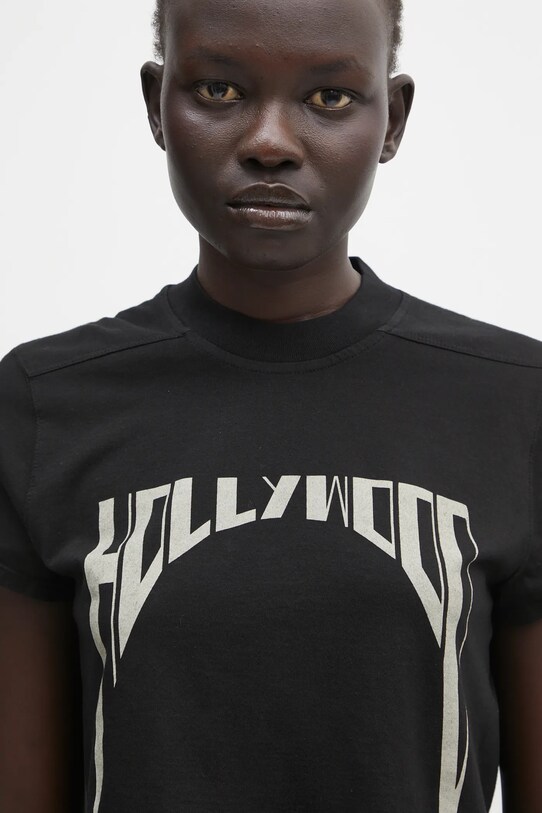 Бавовняна футболка Rick Owens DRKSHDW Cropped Small Level T чорний DS01E3207.RNEP2