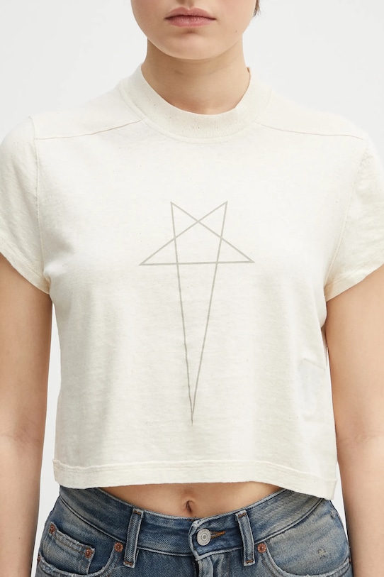 Rick Owens DRKSHDW t-shirt bawełniany Cropped Small Level T beżowy DS01E3207.RNNEP3