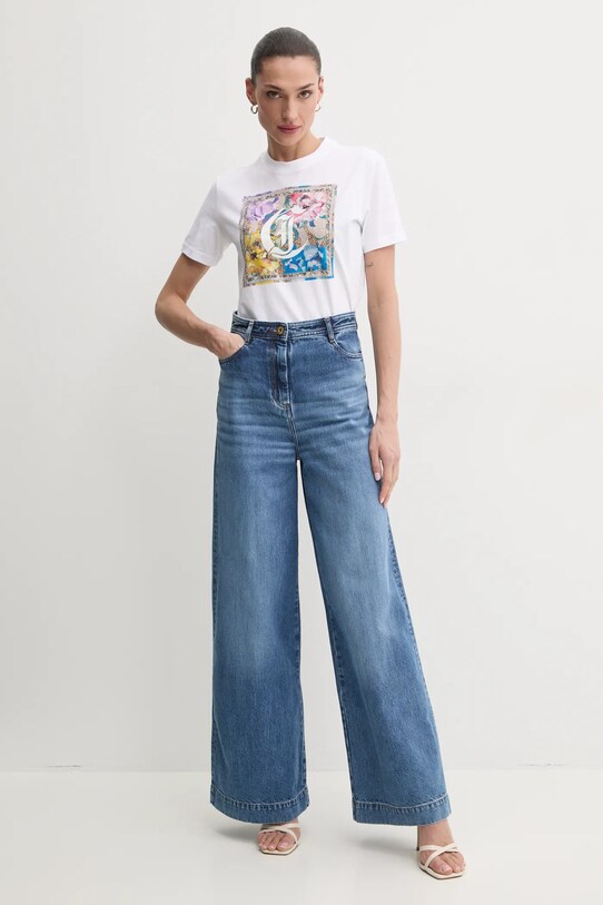 Хлопковая футболка Just Cavalli 78PAHC12.CJ600 белый SS25