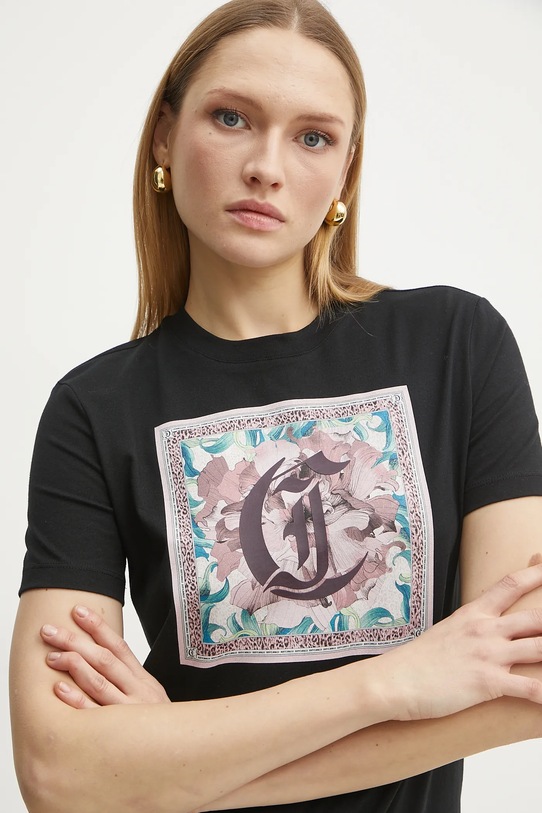 Bavlněné tričko Just Cavalli černá 78PAHC12.CJ600