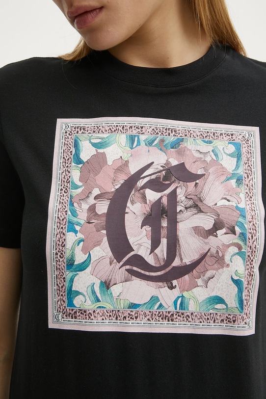 Bavlněné tričko Just Cavalli 78PAHC12.CJ600 černá