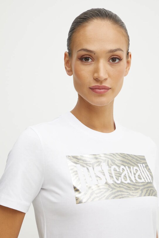 Бавовняна футболка Just Cavalli білий 78PAHT15.CJ500