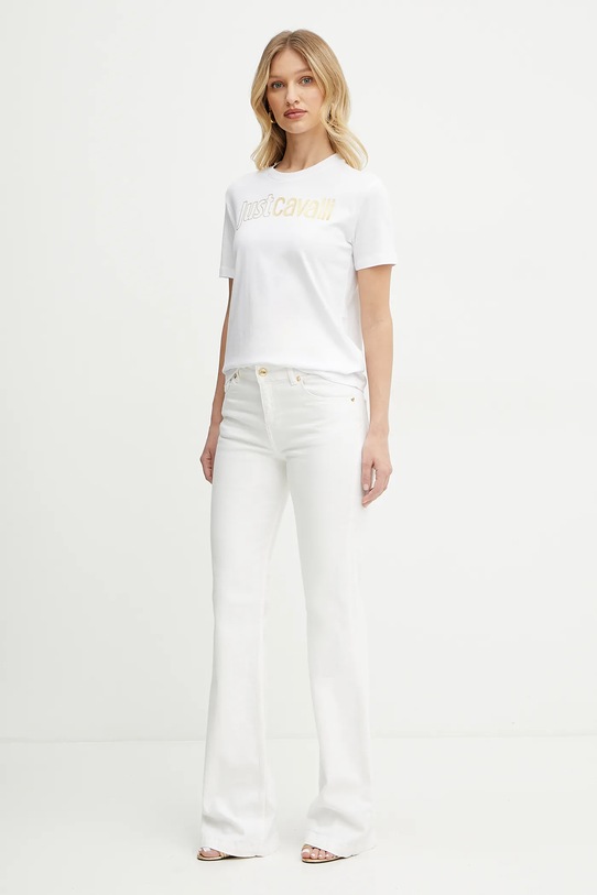 Just Cavalli t-shirt bawełniany 78PAHT05.CJ500 biały SS25