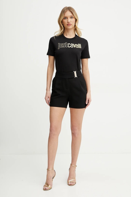 Just Cavalli tricou din bumbac 78PAHT05.CJ500 negru SS25