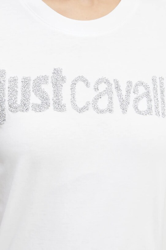 Βαμβακερό μπλουζάκι Just Cavalli 78PAHE12.CJ110 λευκό