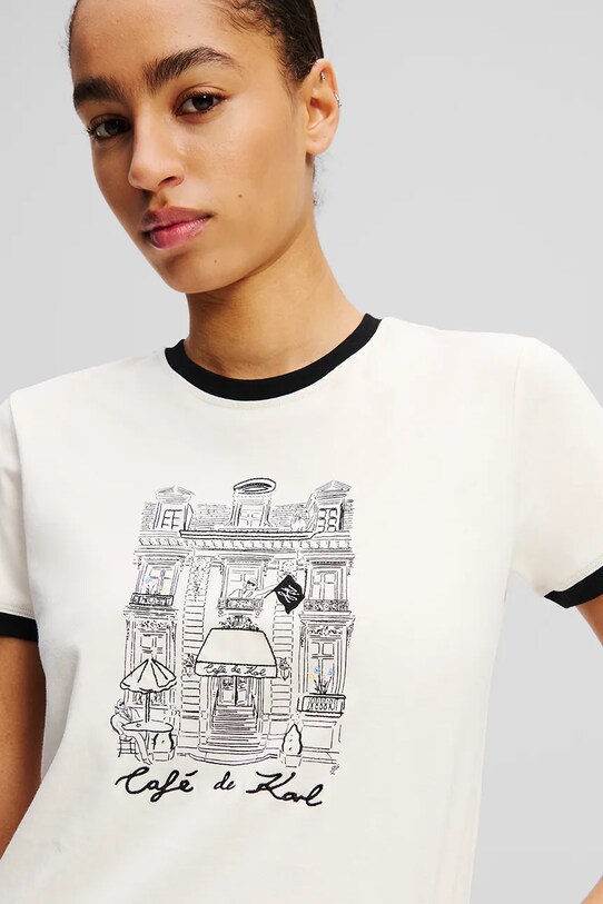 Îmbrăcăminte Karl Lagerfeld tricou din bumbac A2W17087 bej