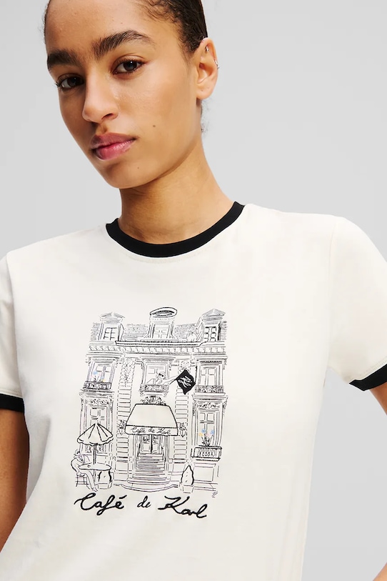 Îmbrăcăminte Karl Lagerfeld tricou din bumbac A2W17087 bej