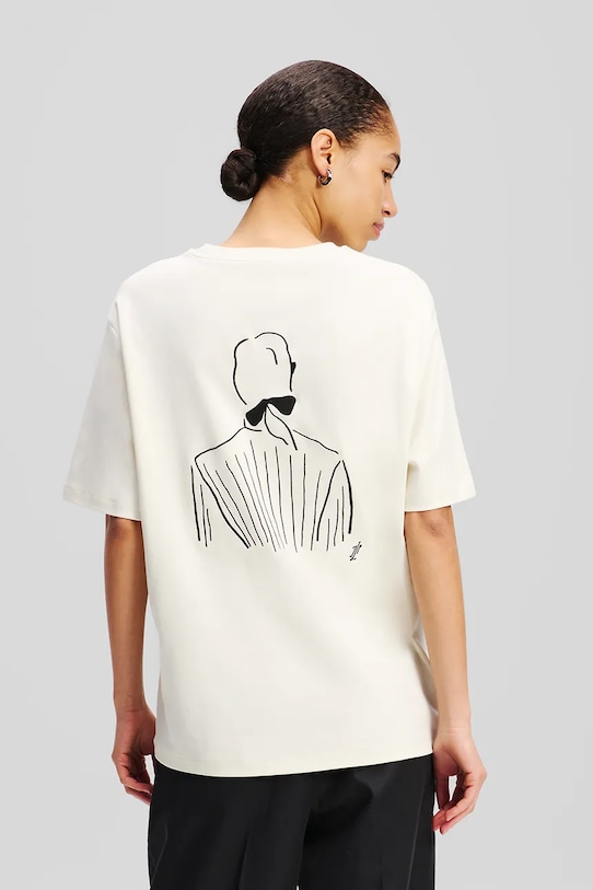 Karl Lagerfeld tricou din bumbac A2W17089 bej SS25