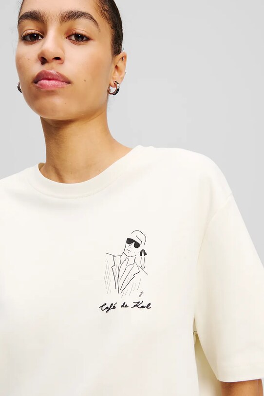 Îmbrăcăminte Karl Lagerfeld tricou din bumbac A2W17089 bej