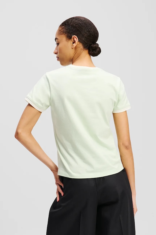 Karl Lagerfeld tricou din bumbac A2W17086 bej SS25