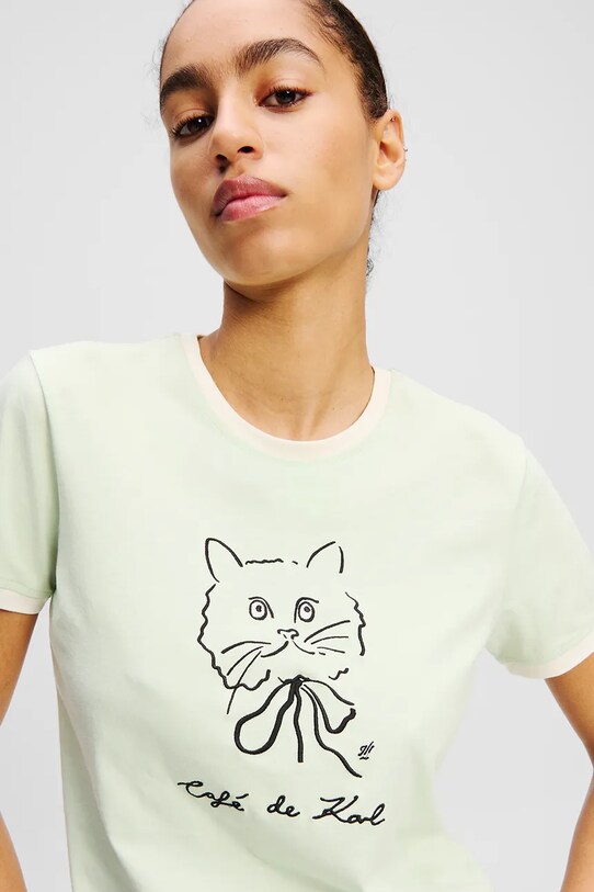 Odzież Karl Lagerfeld t-shirt bawełniany A2W17086 beżowy