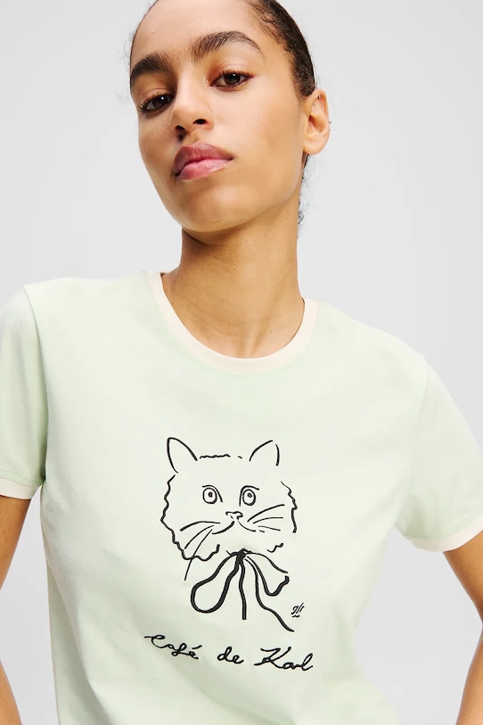 Îmbrăcăminte Karl Lagerfeld tricou din bumbac A2W17086 bej