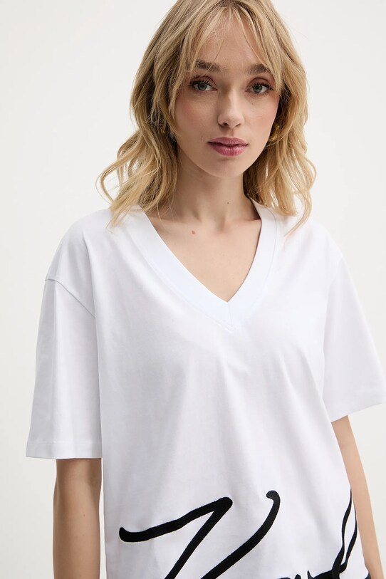 Karl Lagerfeld t-shirt bawełniany biały A2W17104