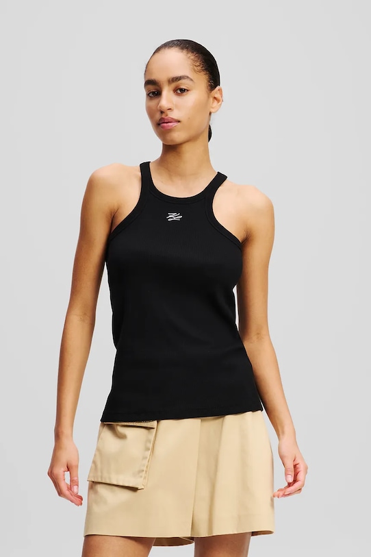 Karl Lagerfeld top bawełna czarny A2W17107