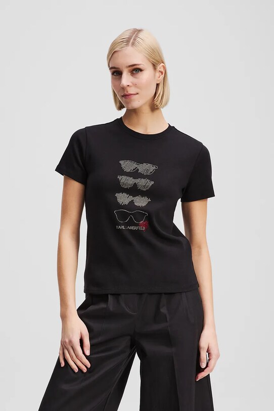 Karl Lagerfeld tricou din bumbac imprimeu negru A2W17103