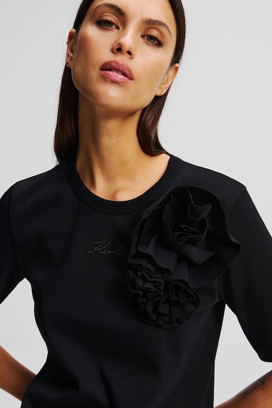 Дрехи Памучна тениска Karl Lagerfeld A2W17110 черен