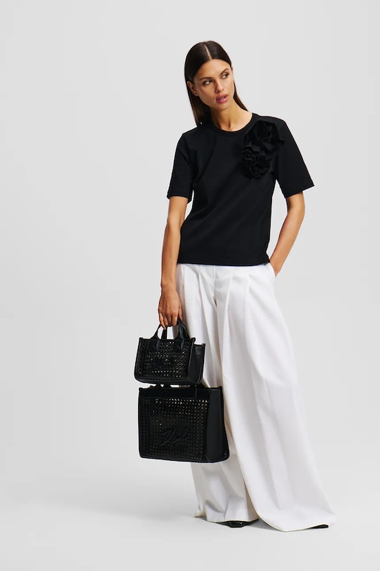 Памучна тениска Karl Lagerfeld черен A2W17110