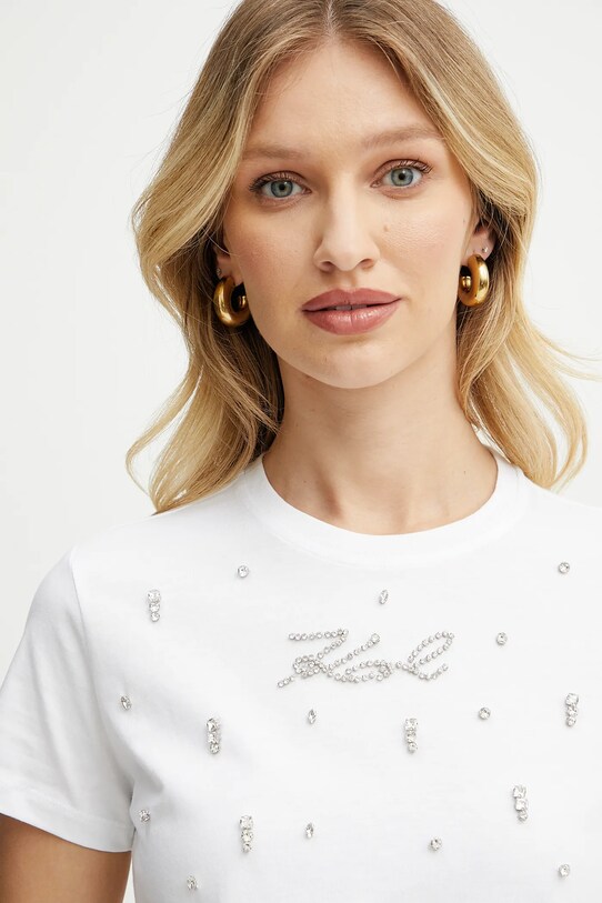 Karl Lagerfeld tricou din bumbac alb A2W17120