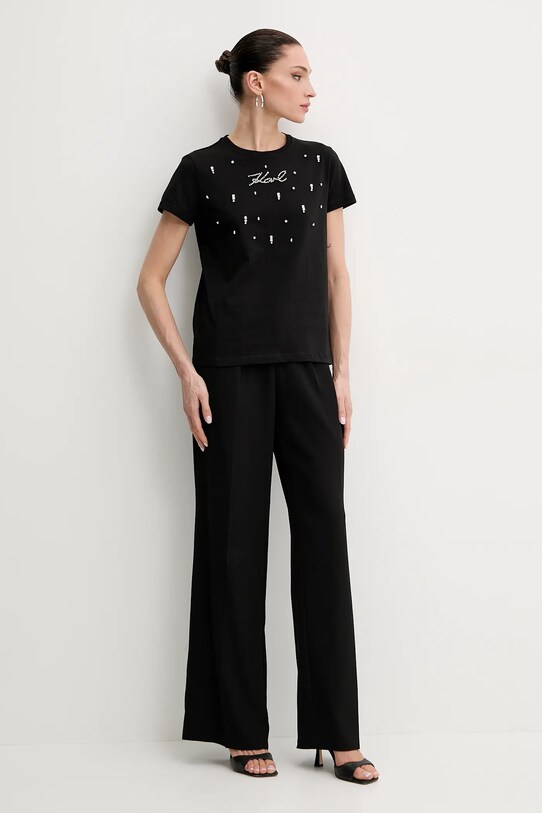 Karl Lagerfeld tricou din bumbac A2W17120 negru SS25