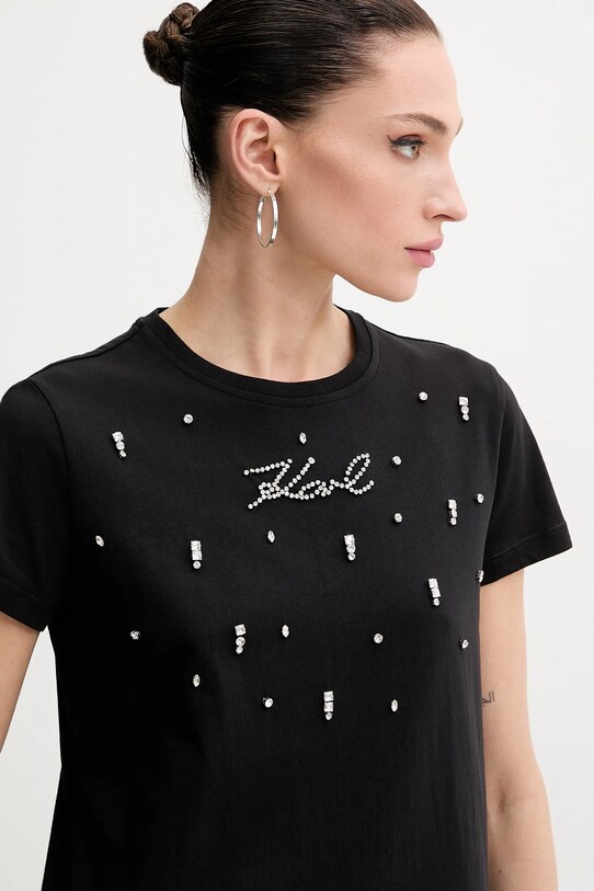 Karl Lagerfeld tricou din bumbac negru A2W17120