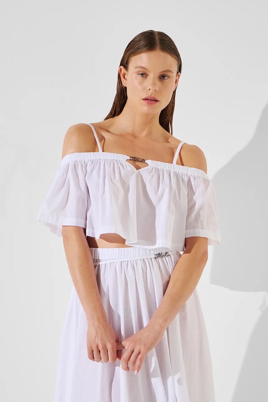 Karl Lagerfeld top bawełniany bawełna biały A2W46042