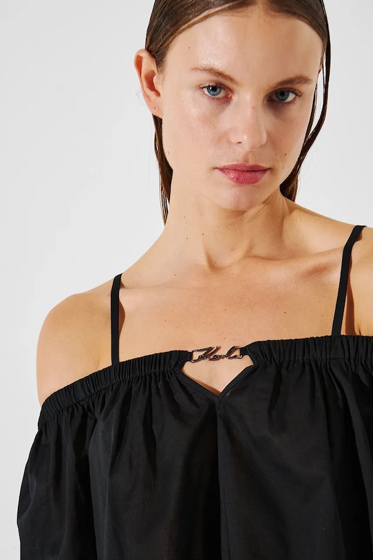 Odzież Karl Lagerfeld top bawełniany A2W46042 czarny