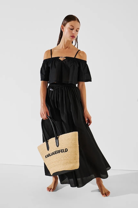 Karl Lagerfeld top bawełniany czarny A2W46042