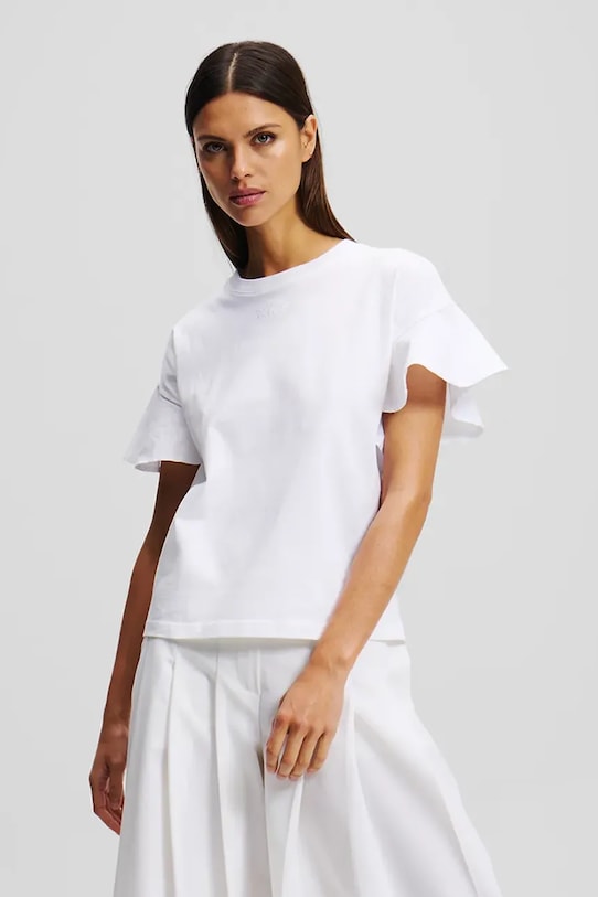 Karl Lagerfeld tricou din bumbac uni alb A2W17063