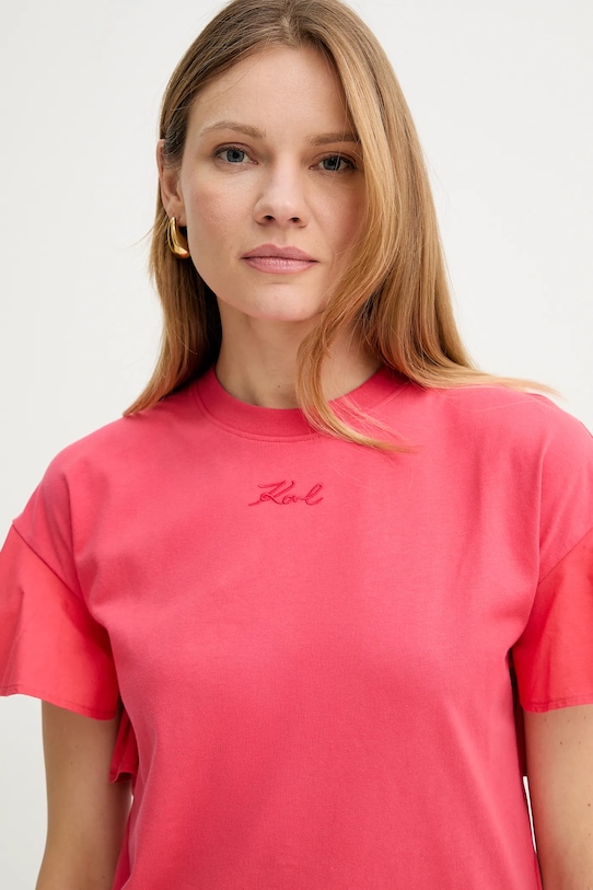 Karl Lagerfeld tricou din bumbac roz A2W17063