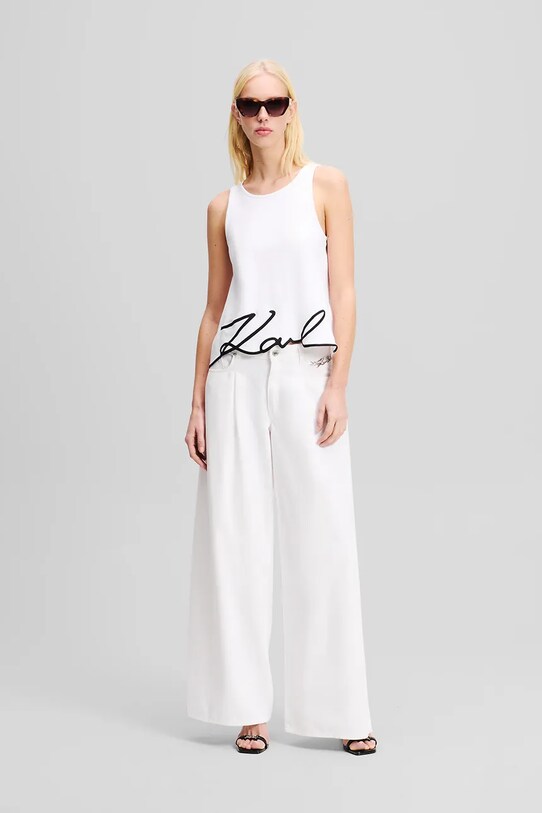 Karl Lagerfeld top bawełniany biały A2W17066