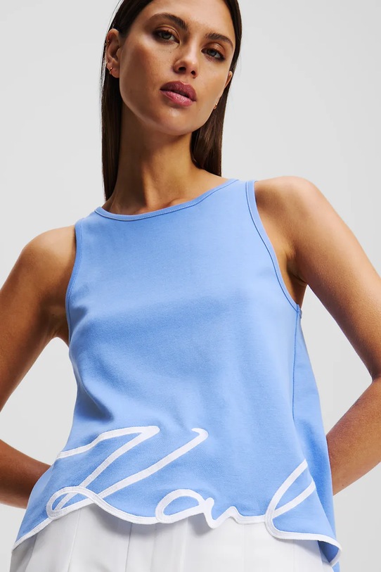 Odzież Karl Lagerfeld top bawełniany A2W17066 niebieski
