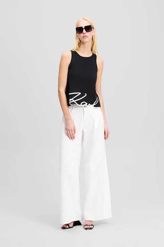 Karl Lagerfeld top bawełniany czarny A2W17066