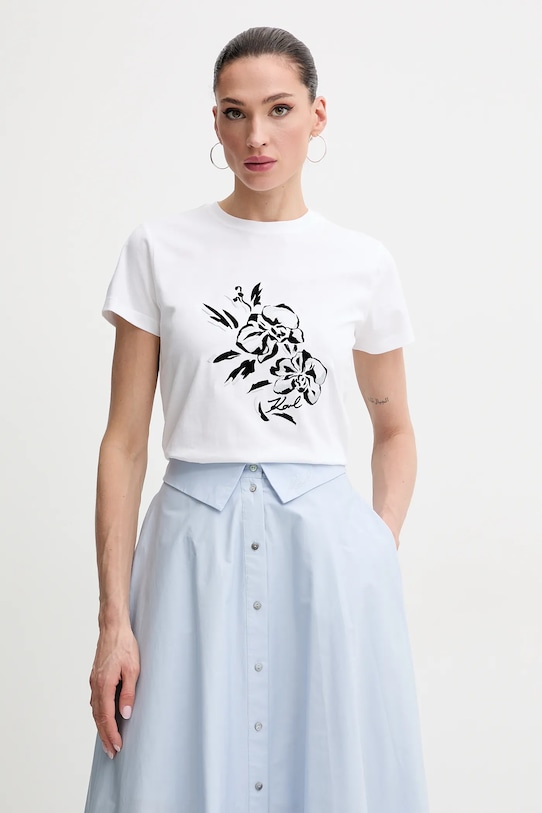 Bavlnené tričko Karl Lagerfeld biela A2W17058