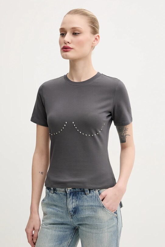 Never Fully Dressed tricou imprimeu gri NFDTO1649