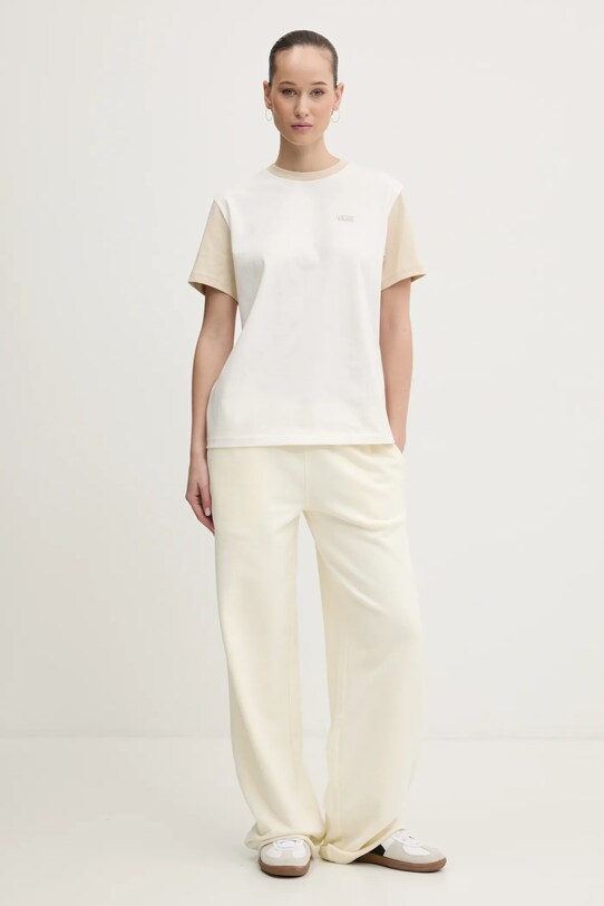 Vans t-shirt bawełniany VN000JDKD0D1 beżowy SS25