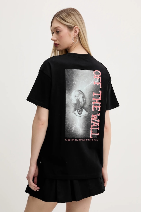 Vans tricou din bumbac print negru VN000MCFBLK1