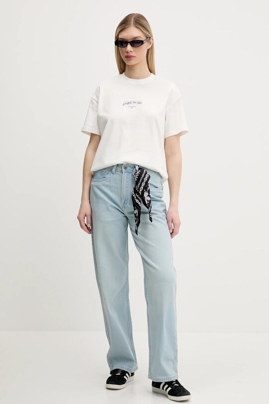 Bavlněné tričko Vans VN000MCKFS81 bílá SS25