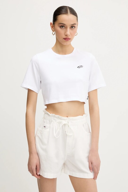 Памучна тениска Vans свободна бял VN000P5VWHT1