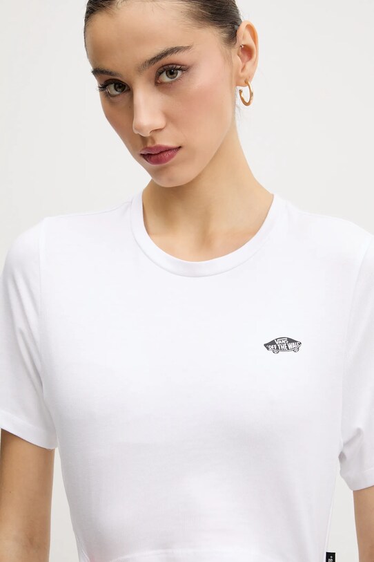 Памучна тениска Vans бял VN000P5VWHT1