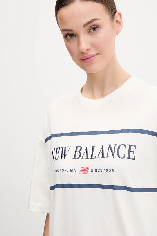 Bavlněné tričko New Balance béžová WT51910SST