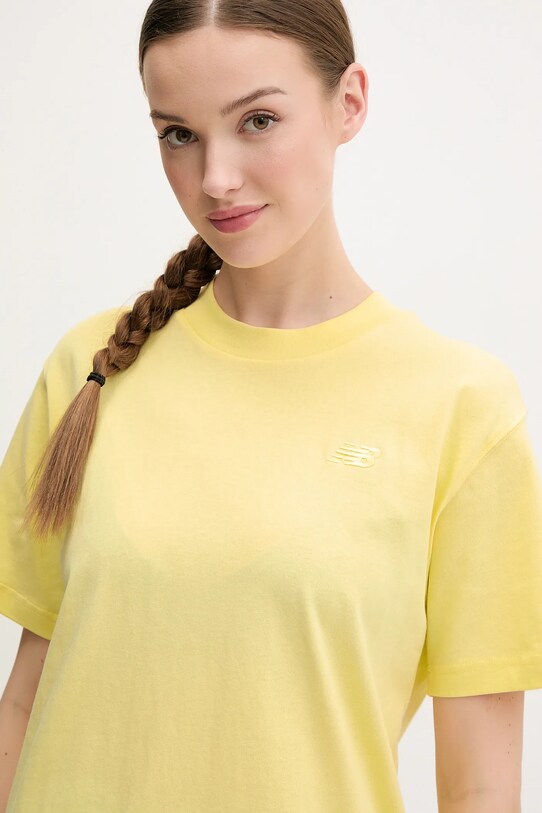 New Balance tricou din bumbac galben WT41501PRC