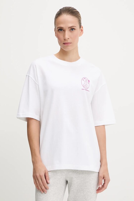 Îmbrăcăminte New Balance tricou din bumbac WT51940WT alb