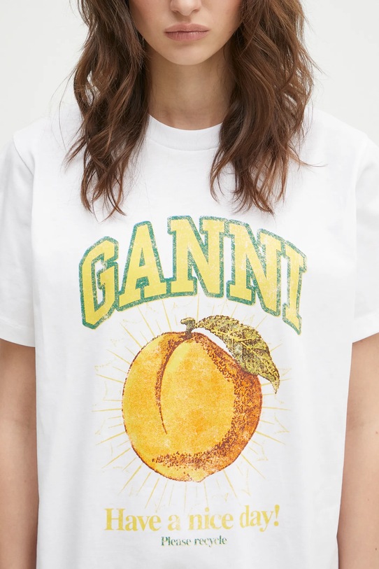 GANNI maglietta in cotone Basic Jersey Peach Relaxed bianco T3529