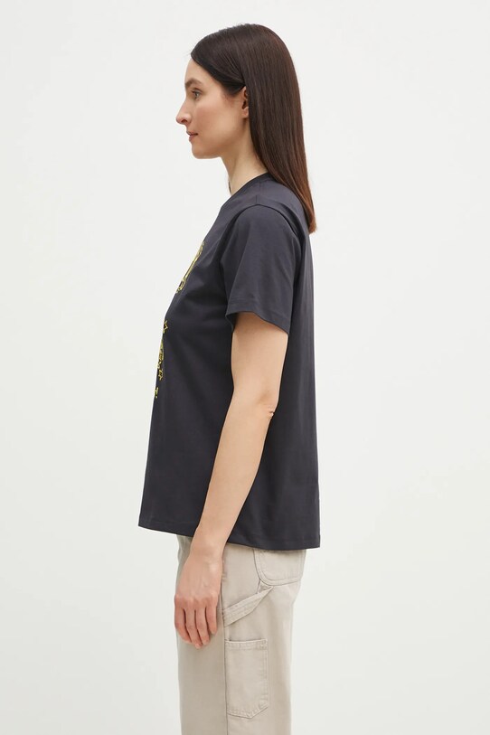 GANNI t-shirt bawełniany Basic Jersey Owls Relaxed T4059 szary SS25